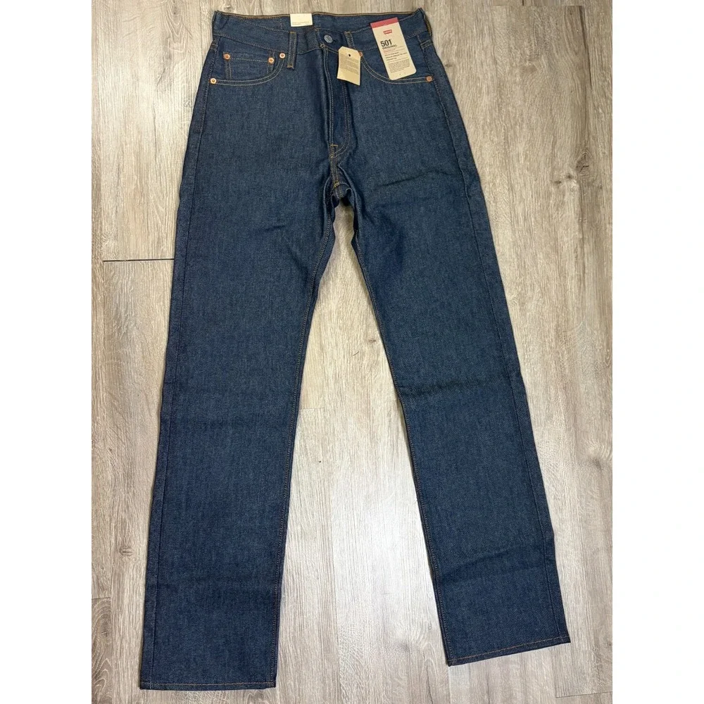 NWT Levi's 501 Shrink to Fit Jeans 34x30 Dark Wash 100% Cotton Button Fly